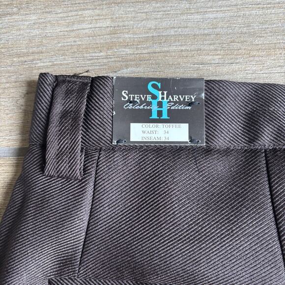 NWT Steve Harvey Celebrity Edition Men's 34x34 Dress Pants Toffee Brown Office - Picture 12 of 14